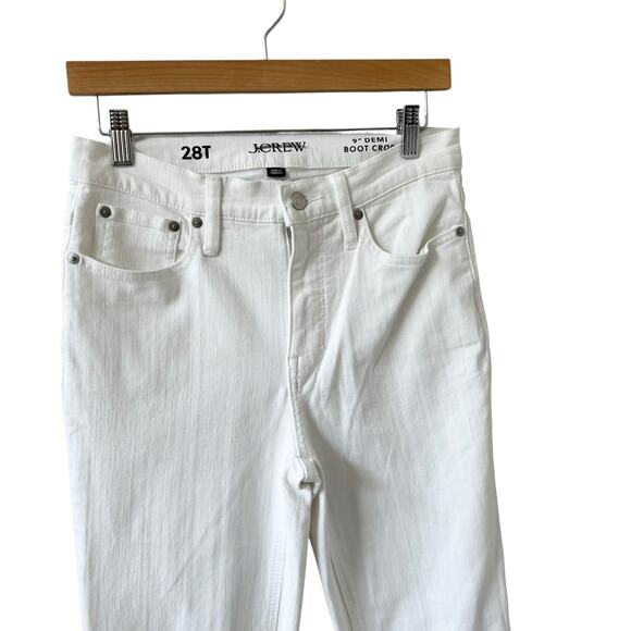 J Crew 9" Demi Boot Crop Jeans in White Wash Women's 28 Tall NWOT - Picture 6 of 12